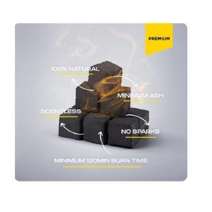 Black Coconut Carbón DISPAU COCOBEE Premium de 26 X 26 MM Carbón Natural de Coco Premium Cachimba y BBQ - Briquetas de Carbón de Coco Shisha y Barbacoas. (4 KG, 256 Unidades) - Image 4