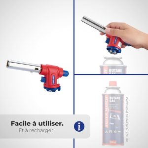 DISPAU presenta Soplete SM de cocina de gas, 1300°, lámpara de soldadura, antorcha multifunción, encendido rápido y seguro para cartucho de gas butano, ideal, pandeo (1 CAMPINGAZ + 1 CABEZAL SOPLETE) - Image 5