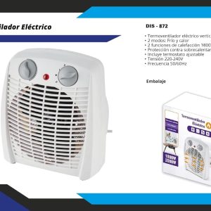 Calefactor Eléctrico de aire caliente Vertical Ancho | 2000W | Termoventilador | Calefactor Estufas Baño | Temperatura regulable | Protección Contra el Sobrecalentamiento | - Image 5
