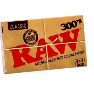 Raw 300-4 Libritosde 300 Hojas Cada Uno Total 1200 Hojas de Papel de Cáñamo Puro + Mechero Clipper Gratis - Papel Vegano y Sin Aditivos (76mm x 44mm) - Imagen 2